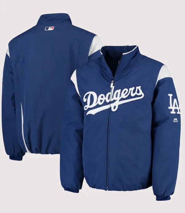2025 Los Angeles Dodgers Majestic Royal On-Field Therma Base Thermal Full-Zip Jacket