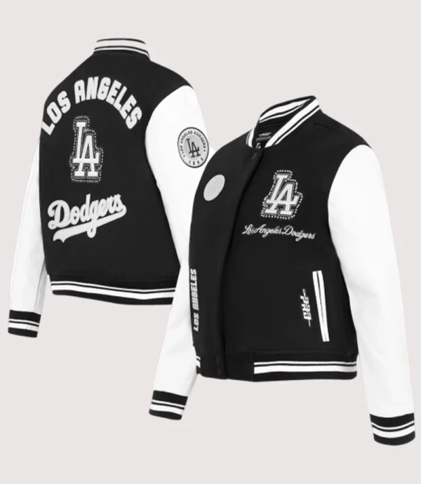 Women's Los Angeles Dodgers Pearls Rib Wool Varsity Jacket
