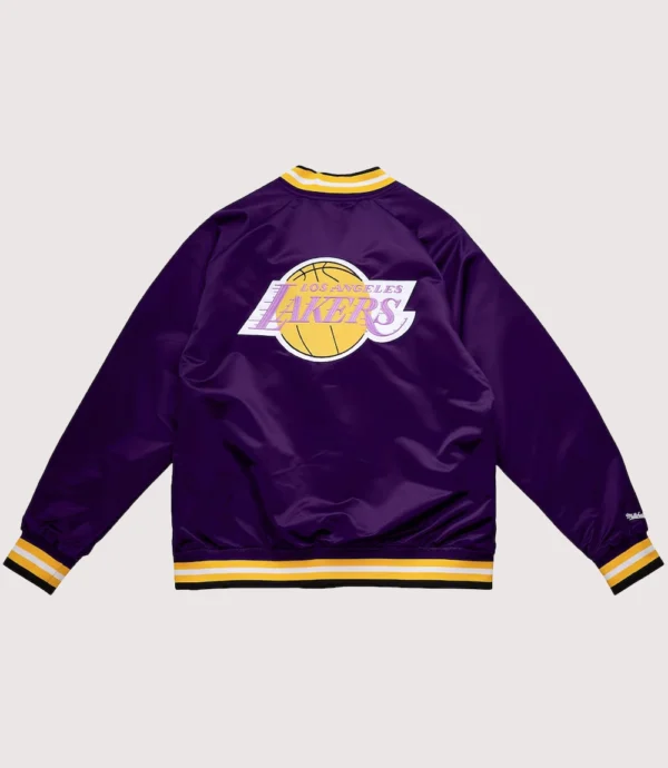 Los Angeles Lakers Mitchell & Ness Satin Varsity Jacket Purple