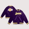 Los Angeles Lakers Mitchell & Ness Purple Satin Varsity Jacket