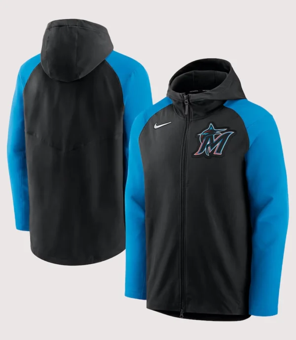 Miami Marlins Player Performance Full-Zip Hoodie Black And Blue