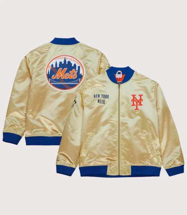 New York Mets Mitchell & Ness Lightweight Satin Varsity Jacket