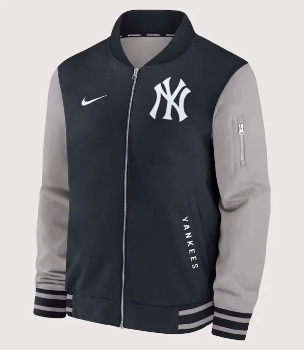 New York Yankees Dugout Bomber Jacket Navy & Grey