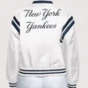 Women's New York Yankees White Cropped Starter Varsity Jacket