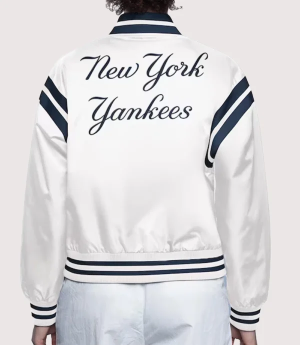 Women's New York Yankees White Cropped Starter Varsity Jacket