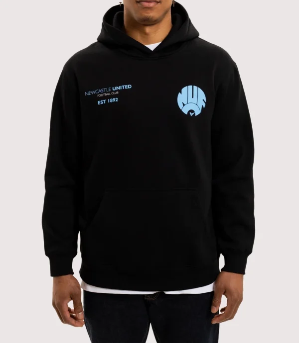 Newcastle United NUFC Retro Crest Black Hoodie