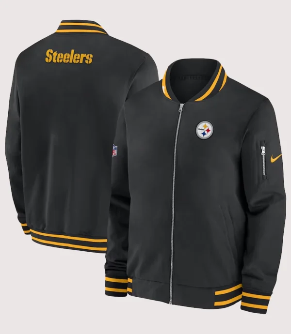 Pittsburgh Steelers Coach Full-Zip Black Bomber Jacket