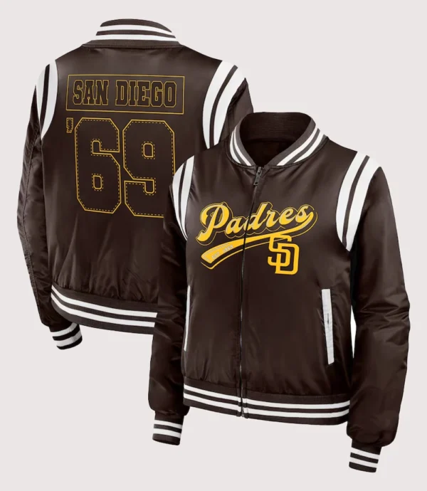 San Diego Padres WEAR by Erin Andrews Brown Football Bomber Jacket