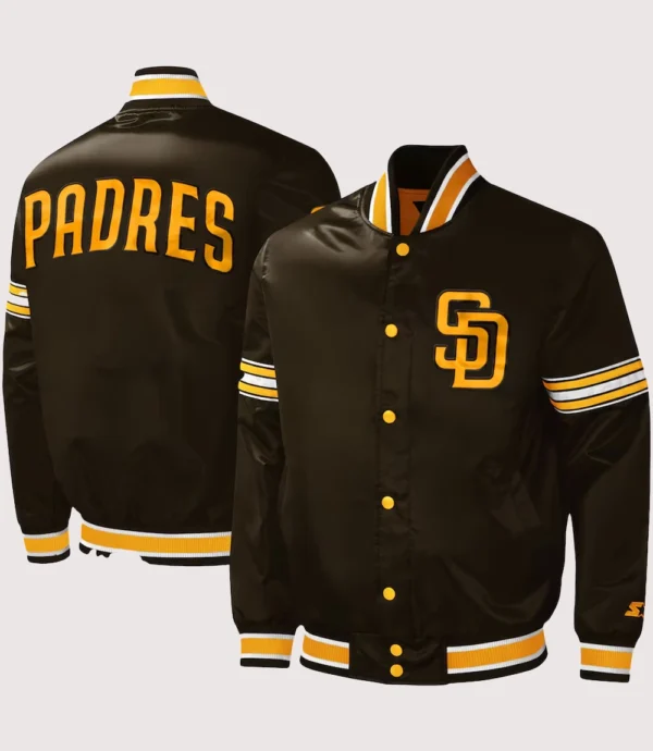 San Diego Padres Brown Satin Full-Snap Starter Varsity Jacket