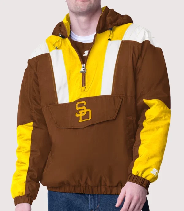 San Diego Padres Starter Brown Cooperstown Collection Charger Half-Zip Jacket