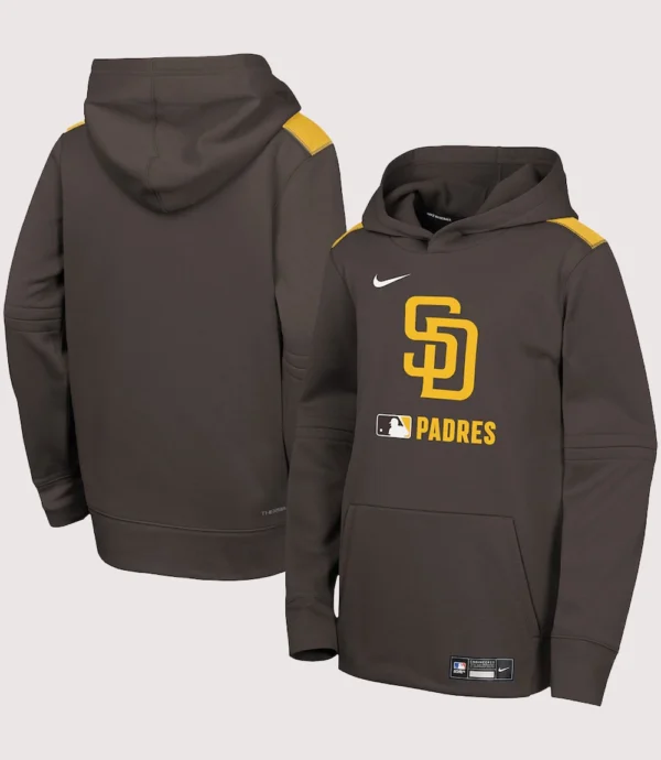 San Diego Padres Brown Authentic Collection Performance Pullover Hoodie