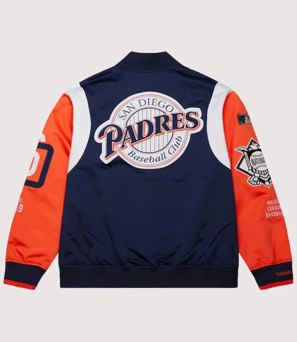 San Diego Padres Mitchell & Ness Navy & Orange Team Origins Satin Full-Snap Jacket