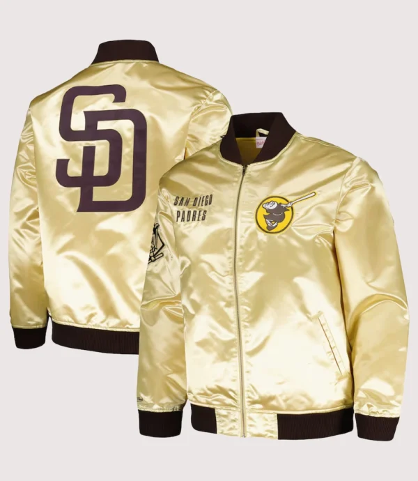 San Diego Padres Mitchell & Ness OG 2.0 Lightweight Gold Satin Full-Zip Jacket