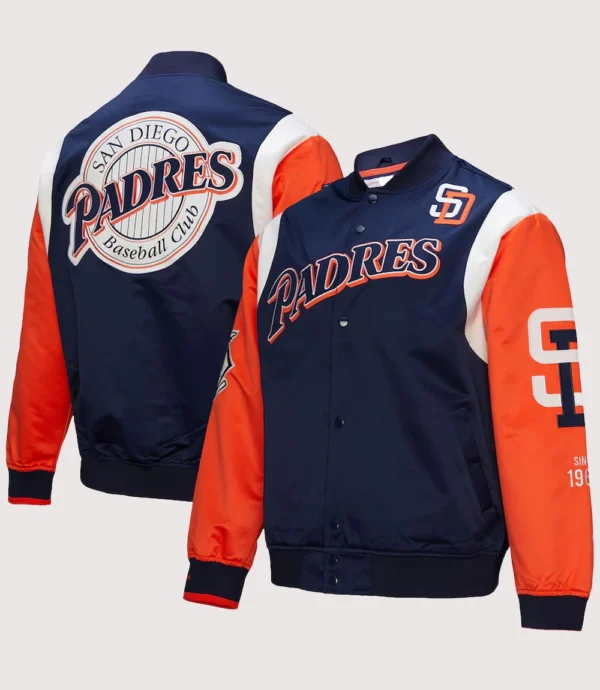 San Diego Padres Mitchell & Ness Satin Full-Snap Varsity Jacket