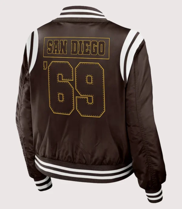 San Diego Padres Erin Andrews Football Bomber Jacket Brown