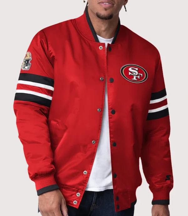 San Francisco 49ers Starter Scout I Full-Snap Red Starter Varsity Jacket