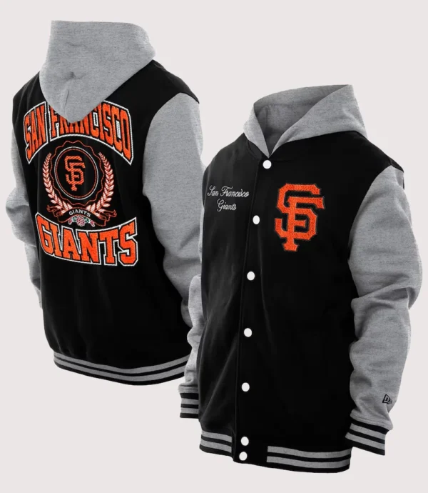 San Francisco Giants New Era Black Throwback Prep Hoodie Jacket