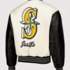 Seattle Mariners Pleasures Varsity Jacket Black And White
