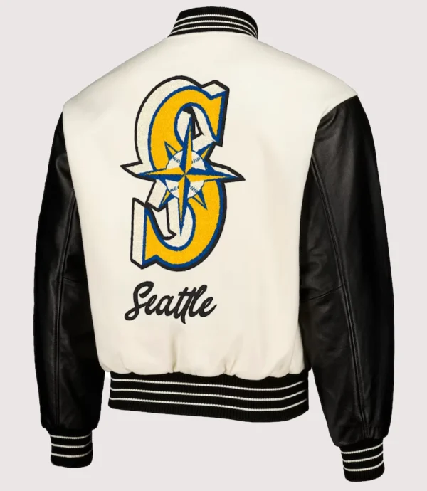 Seattle Mariners Pleasures Varsity Jacket Black And White