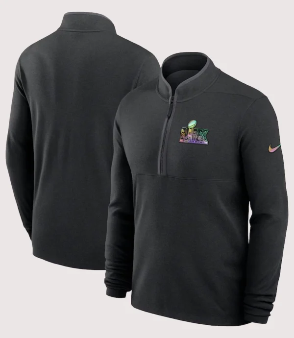 Super Bowl LIX Victory Half-Zip Black Fleece Jacket