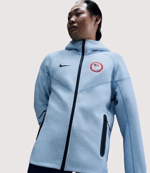 Team USA Tech Fleece Windrunner Full-Zip White Hoodie