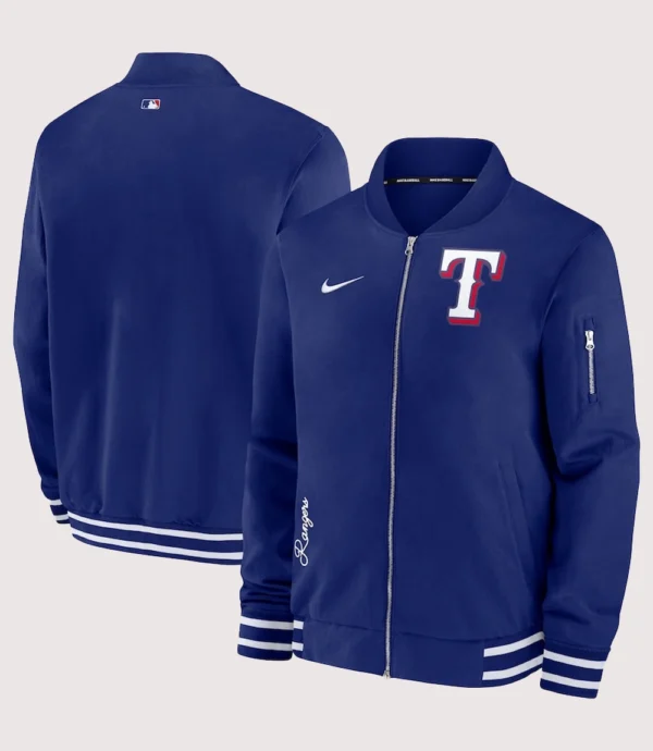 2025 Texas Rangers Authentic Collection Full-Zip Royal Blue Bomber Jacket