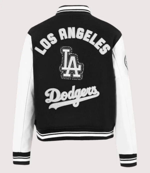 Women's Los Angeles Dodgers Pearls Rib Wool Full-Zip Varsity Jacket