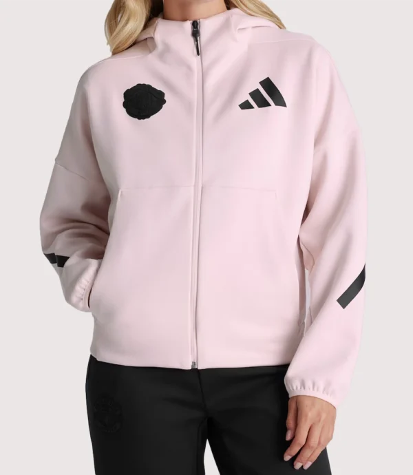 Manchester United x adidas Womens Z.N.E. Full Zip Hoodie Pink